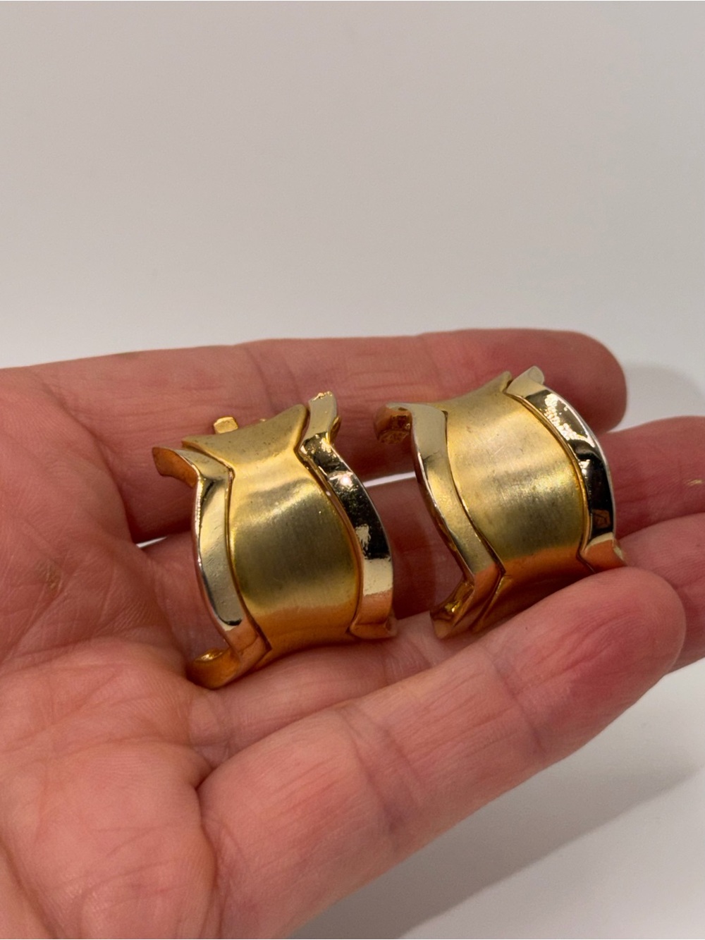 Gold-Tone Curved Clip-On Earrings - Women's Jewelry